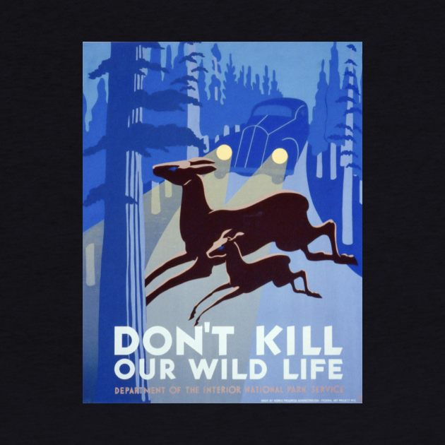 Vintage wildlife poster - Don't kill our wildlife by Montanescu